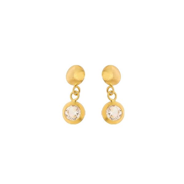 Imagem de Brinco Ouro 18k meia bola e pedra - 1500033
