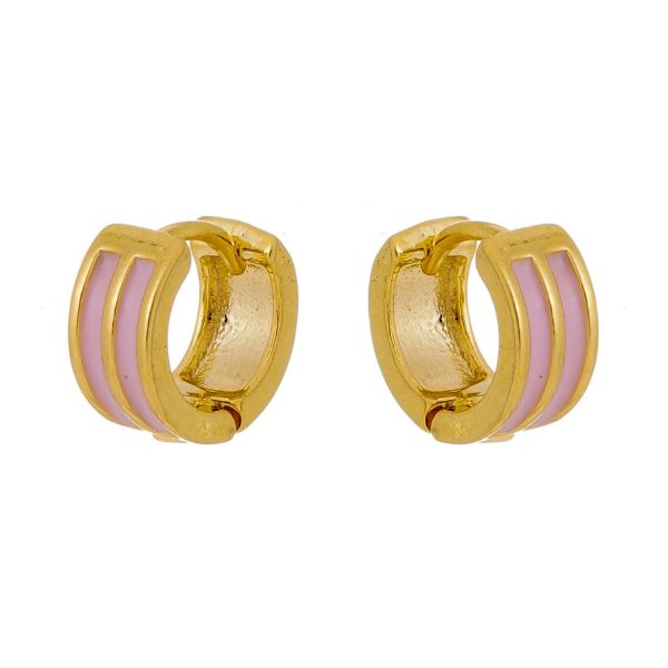 Imagem de Brinco argola click resinado rosa; 1,2cm - 0524813