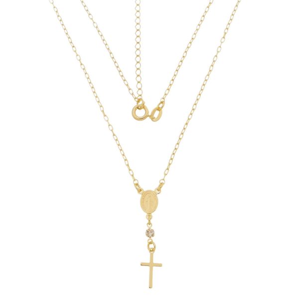 Imagem de Corrente com Santa, strass e cruz - 0301159