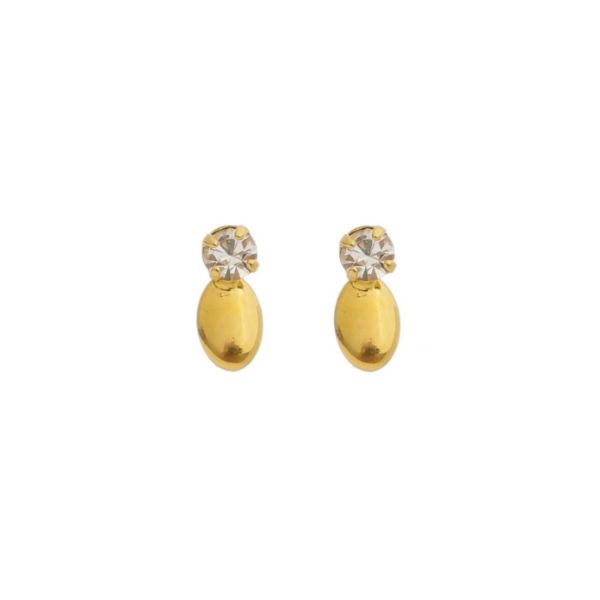 Imagem de Brinco oval com pedra strass - 0516744