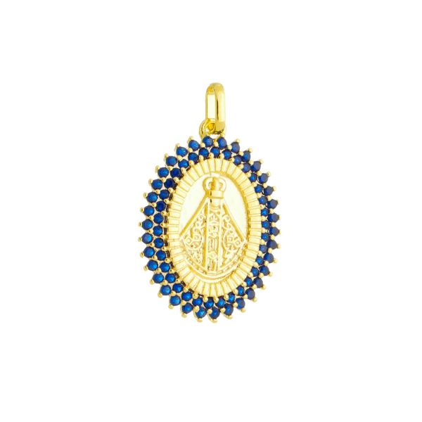 Imagem de Pingente Nossa Senhora Aparecida zircônia azul - 0207715
