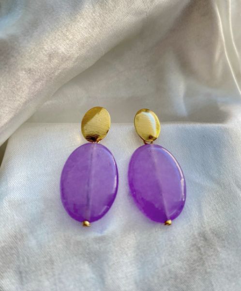Imagem de Brinco pedra oval quartzo roxo - 0511799