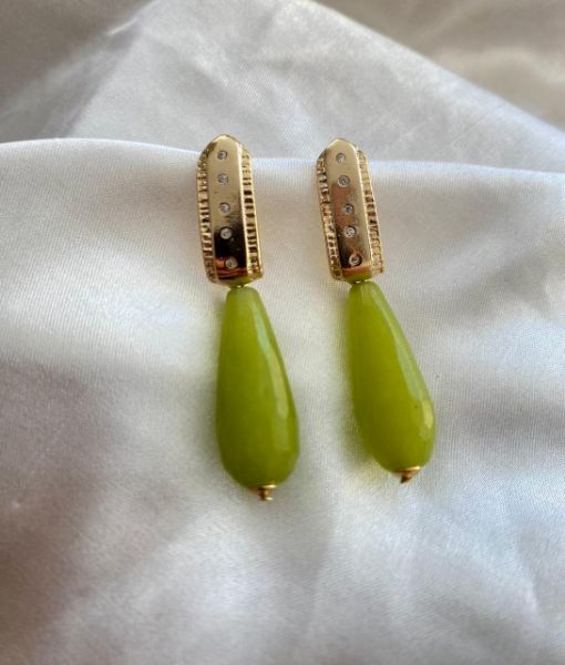 Imagem de Brinco pedra jade oliva natural - 0512999