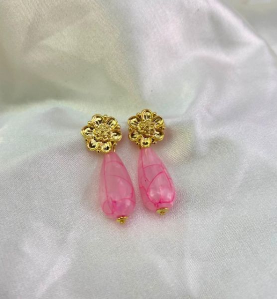 Imagem de Brinco pedra gota rosa - 0512255