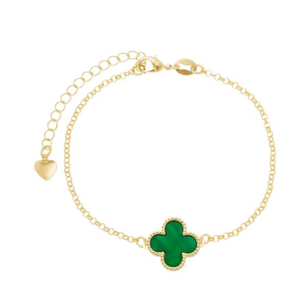 Imagem de Pulseira trevo pedra verde  - 0406451