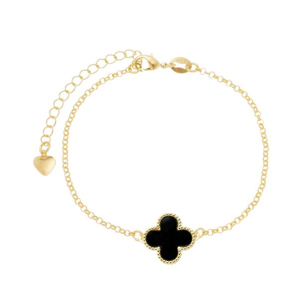 Imagem de Pulseira trevo pedra preta  - 0406452