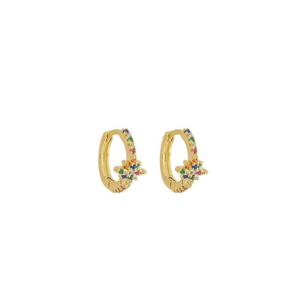 Imagem de Brinco argola click flor zircônia  - 0526154