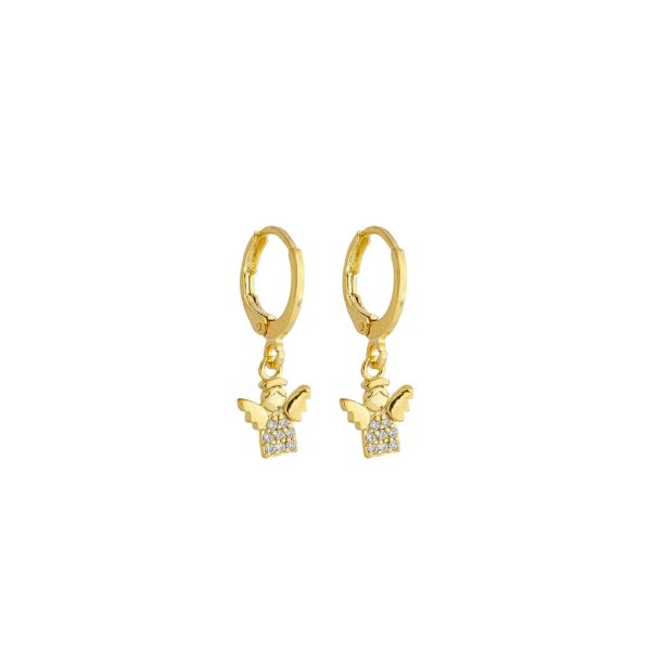 Imagem de Brinco argola click anjo zircônia  - 0526178