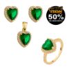 Imagem de Conjunto coração zircônia verde esmeralda - 1101403