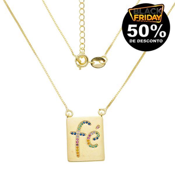 Imagem de Corrente fé zircônia colorida - 0306177