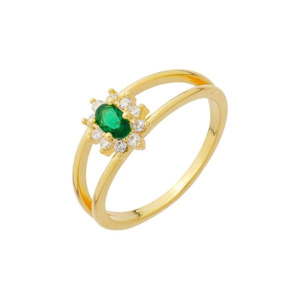 Imagem de Anel pedra zircônia verde esmeralda - 0108027