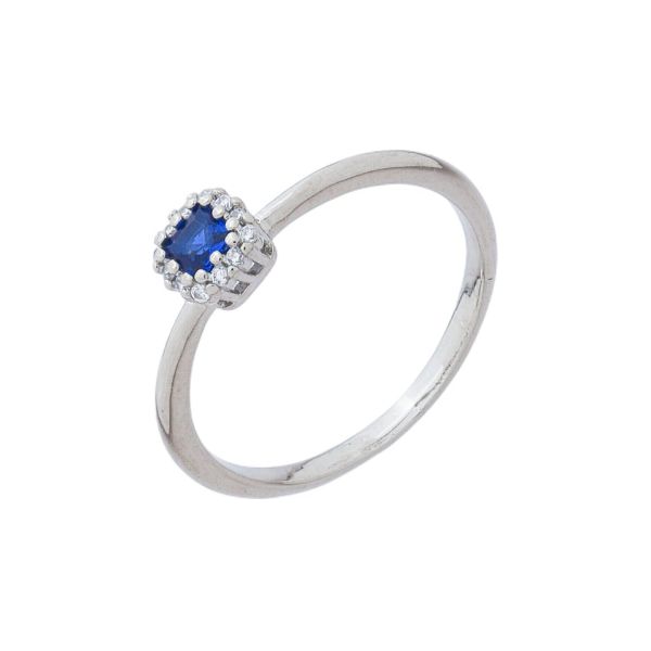 Imagem de Anel pedra carrê zircônia azul  - 0108016